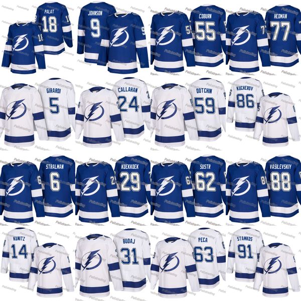 

86 Nikita Kucherov Steven Stamkos Brayden Point Victor Hedman Tyler Johnson Alex Killorn Mikhail Sergachev 2018 Tampa Bay Lightning Jerseys