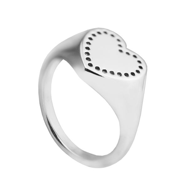 

compatible with pandora jewelry ring silver heart signet rings 100% 925 sterling silver jewelry wholesale diy for women
