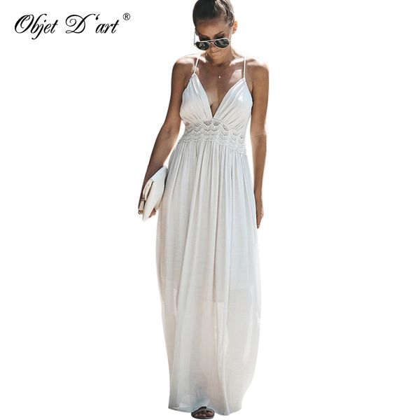 

deep v summer women maxi dresses backless hollow out dress elegant sleeveless lace long female beach boho sundress vestidos, White;black