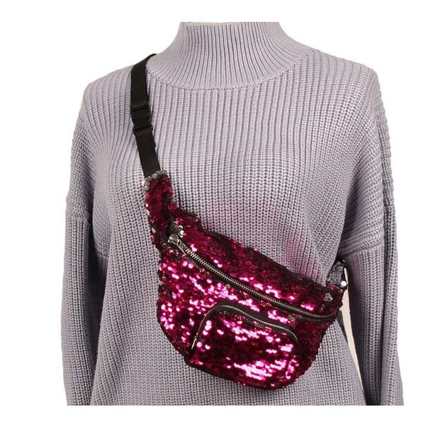 

2018 sequin glitter waist fanny pack belt bum bag pouch mermaid sequin purse bag pouch pocket clutch sequins waist bag