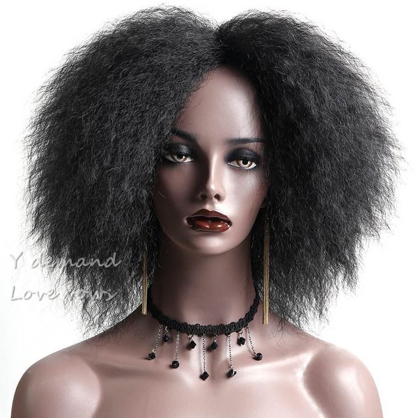 

black wigs afro kinky curl glueless cap 8 inch natural indian remy human hair regular affordable machine made short wig