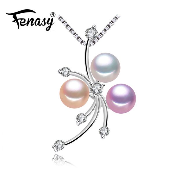 

fenasy pearl jewelry natural pearl pendant silver necklace for women,bohemian 925 sterling silver jewelry bijoux wedding