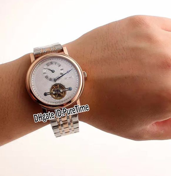 

new classique heritage 4109 tow tone silver textured roma tourbillon automatic mens watch stainless steel band bg07b2, Slivery;brown