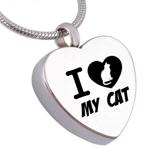

fashion my cat cremation urn jewelry heart memorial ash keepsake necklace, Silver