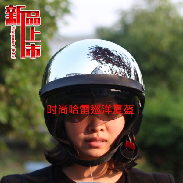 

free shipping german casco chrome mirror motorcycle helmet summer half face motorcycle helmet chopper cruiser helmets dot