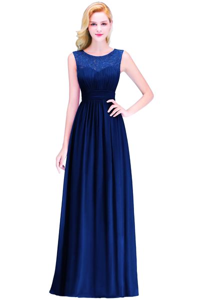 Nova chegada blush rosa azul azul bordô de dama de honra longa vestidos