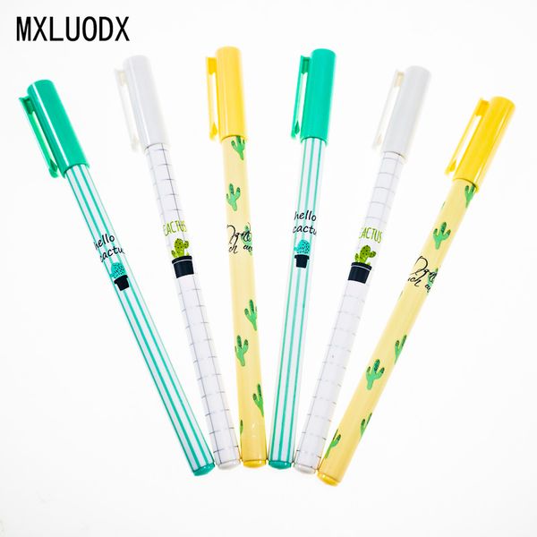 

colored cactus pattern gel pen diy kawaii office stationery and school supplies smooth writing black and blue ink pen 0.5mm 1pcs