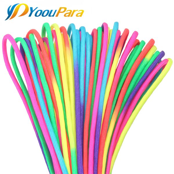 

25 ft радуга 550 paracord веревки cuerda эскалада 7 strand парашют шнур талреп открытого восхождение кемпинг выживание палатка браслет
