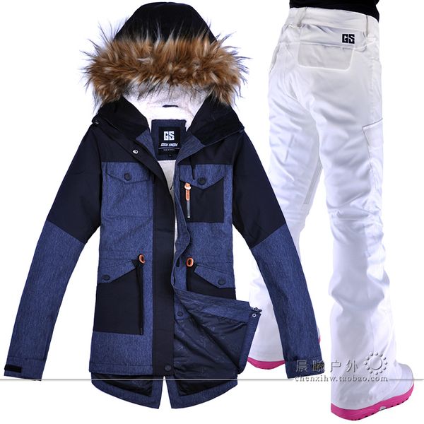 

gsou snow snow-proof, outdoor waterproof and thickened south double-ski long-necked ski-jacket single-ski suit