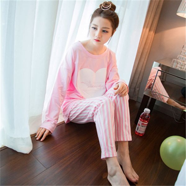 

2017 fashion autumn winter women's pajamas set,new women cotton clothing ,sweet female lady twinset nightwear sleepwear, Blue;gray