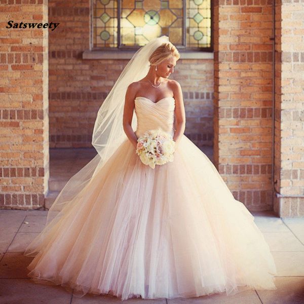

vestidos de novia real sample ball gown luxury sweetheart tulle bridal gowns puffy champagne wedding dresses, White