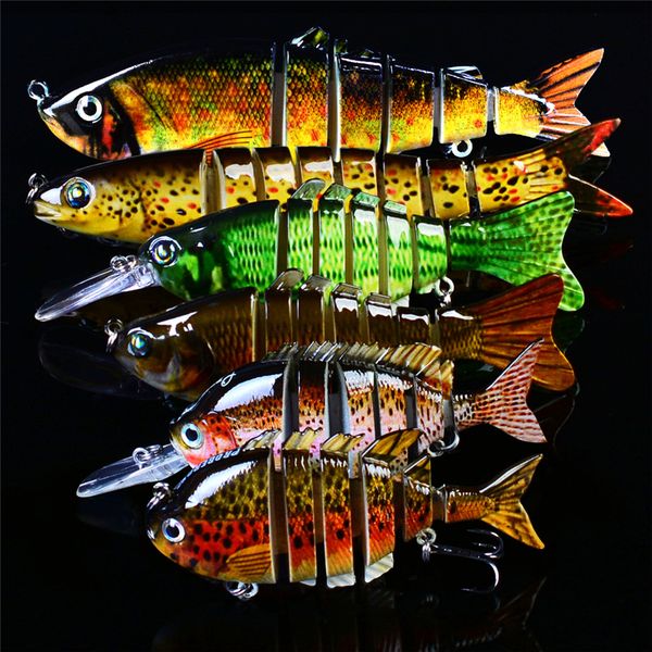 

new musky fishing crankbaits mutil jointed bait set 6 sizes 3d eyes artificial realistic split tail laser bait colorful segments fishlure