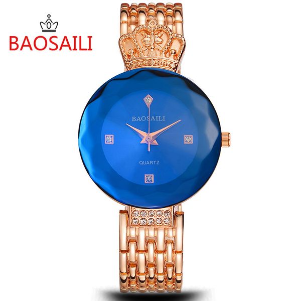 

baosaili 958 new style blue gold women luxury watches fashion dress creative quartz watch minimalist lady bracelet watch 20, Slivery;brown