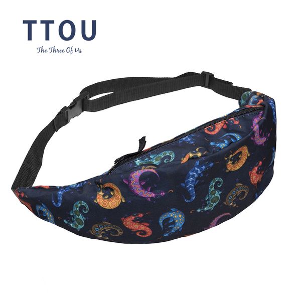 

ttou new 3d printing women's zipper bag waist bag fanny pacbum bag casual travelling bag for men bolsa feminina