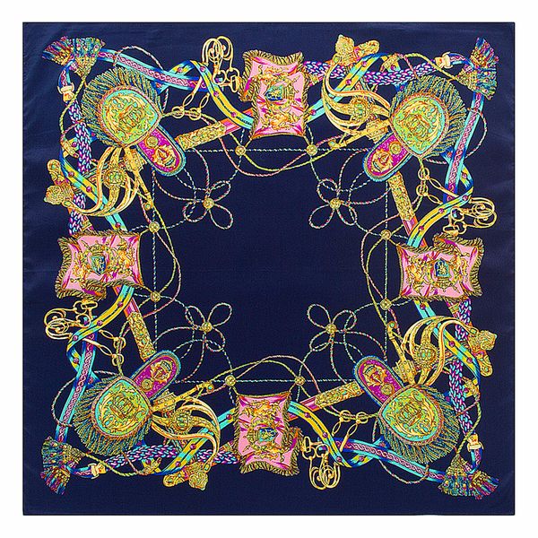 

new shawls printed lady brand silk spain scarf foulard scarf women office wraps tassel square female chain kerchief 60cm*60cm jxsga, White;black