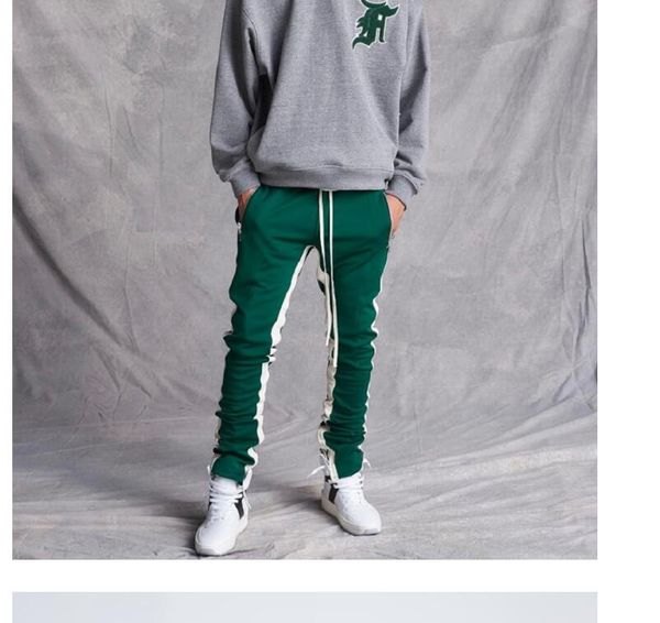 

2018 new green colour fear of god fifth collection casual sport side zipper casual sweatpants men hiphop jogger pants 4 style, Black