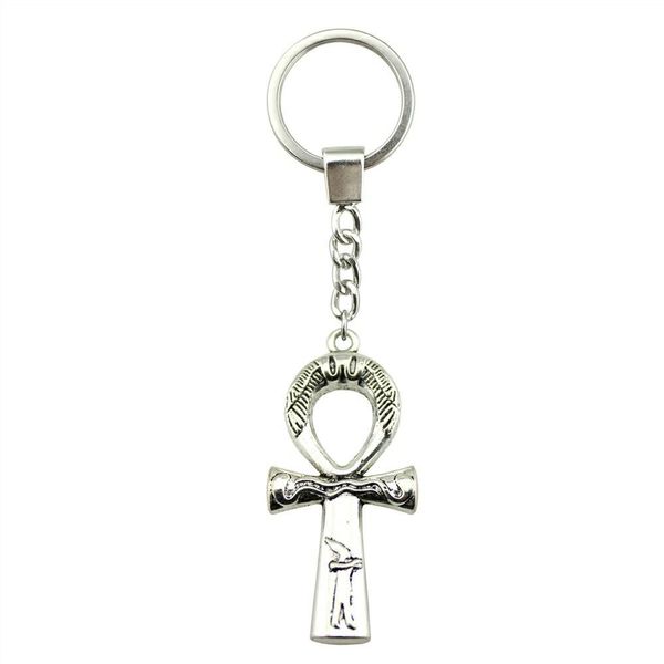 

6 pieces key chain women key rings fashion keychains for men ankh cross 43x19mm, Slivery;golden