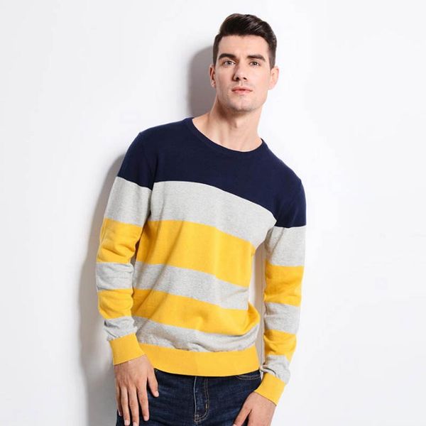 

new autumn winter brand clothing sweater men fashion trend stripe slim fit winter pullover men 111% cotton knitted sweater, White;black