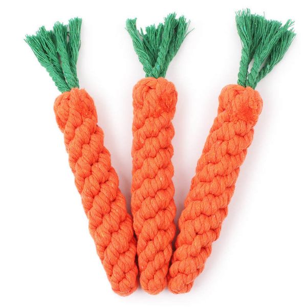 

carrot shaped knot ropes pet dog toys chew cat toy safe toys for small dogs molar biting playing braided cotton rope puppy toys