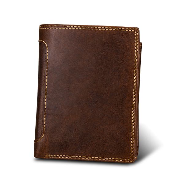 

new trifold large bags capacity mens wallets credit card vintage coin protector cowhide 10 genuine holder leather card brown w111 ggegd, Red;black