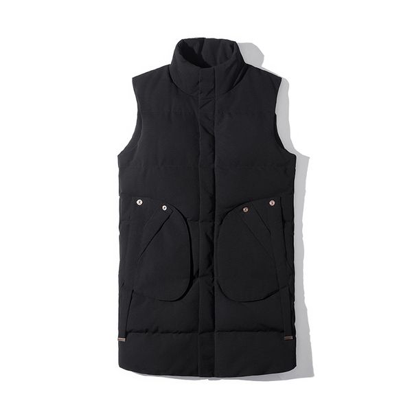 

winter new style long paragraph large pocket sleeveless cotton vest tide male, Black;white