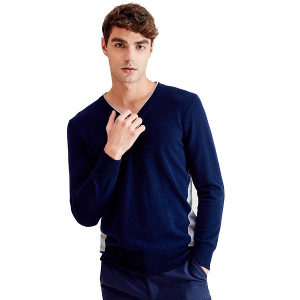 

zhili men's v-neck pullover cashmere sweater, White;black