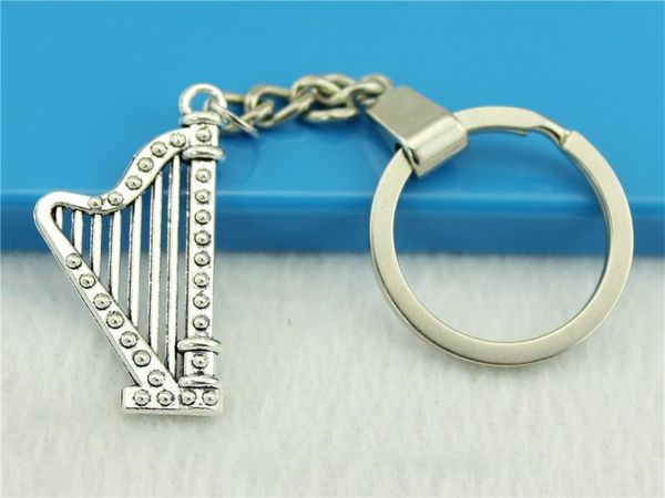 

6 pieces key chain women key rings couple keychain for keys harp 40x21mm, Slivery;golden