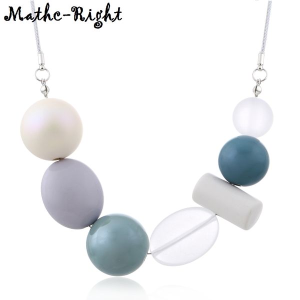 

women's simulated pearls necklaces & pendants for women resin beads statement necklace fashion jewelry for gifts to woman mx032, Silver