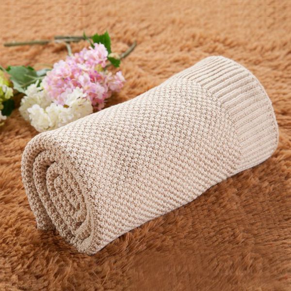 

girl boy soft baby blanket infant swaddle pure color cotton crochet newborn babies white blankets pink blue children cover