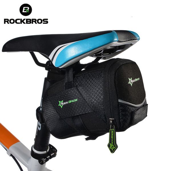 

rockbros bicycle saddle bags with lid reflective safety night riding accessories nylon cycling seatpost tail pouch