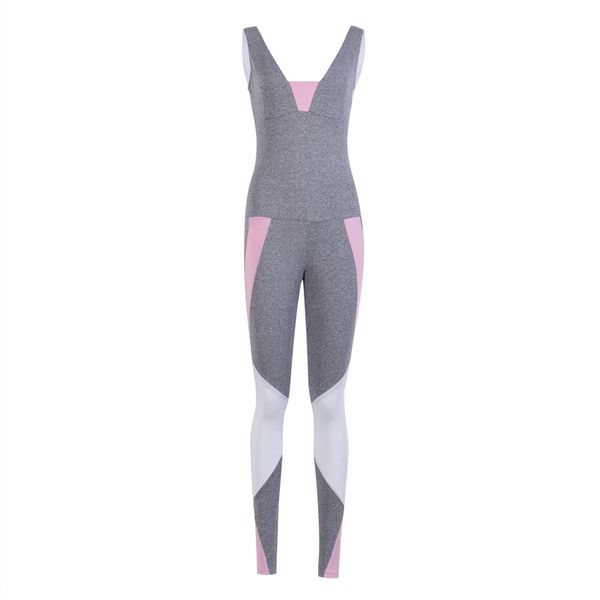 

women's fitness suits cropped back cross tank workout bra top and legging pants 2 pieces set female striped sexy tracksuit, Gray
