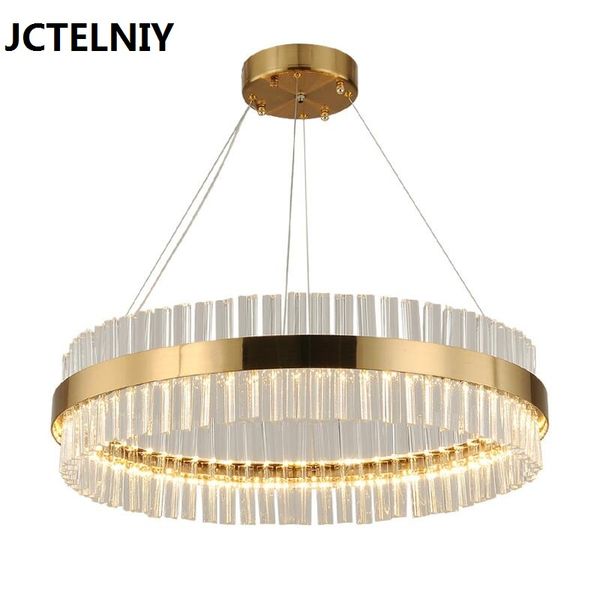 

New round ring chandelier modern simple LED living room dining room crystal lamp new designer lamps