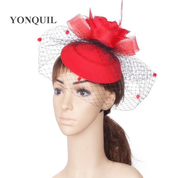 2019 Red Fascinator Base For Women Veils Hats Bridal Flower