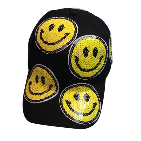 

2018 cool stylish new embroidery cotton smile sequin baseball cap snapback caps hip hop hats #0604, Blue;gray