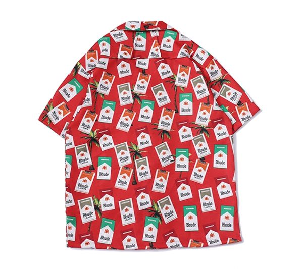 

С коротким рукавом рубашки мужчины 3D цветы печатных RHUDE хип-хоп свободные рубашки