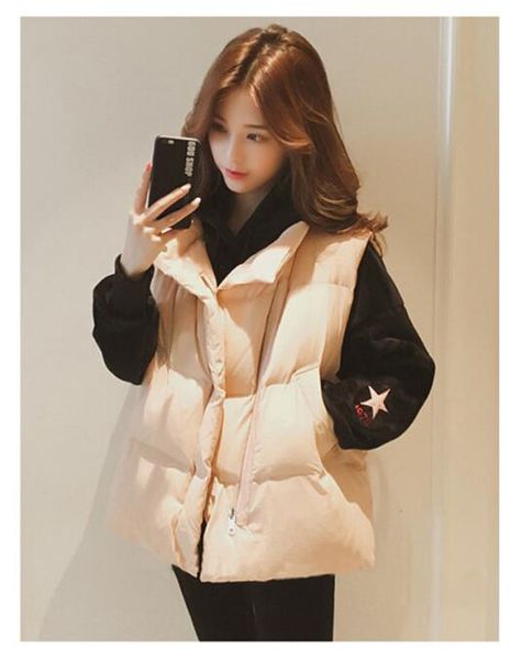 

wertuiop women vest winter waistcoat short loose 2018 spring autumn new women coat cotton vest jacket female outerwear clothing, Black;white