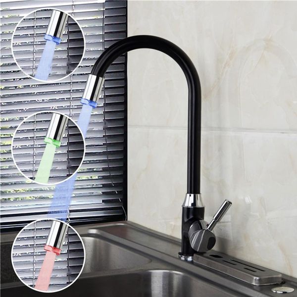 2019 Kitchen Led Black Painting Swi Vel Spout Kitchen Sink Taps