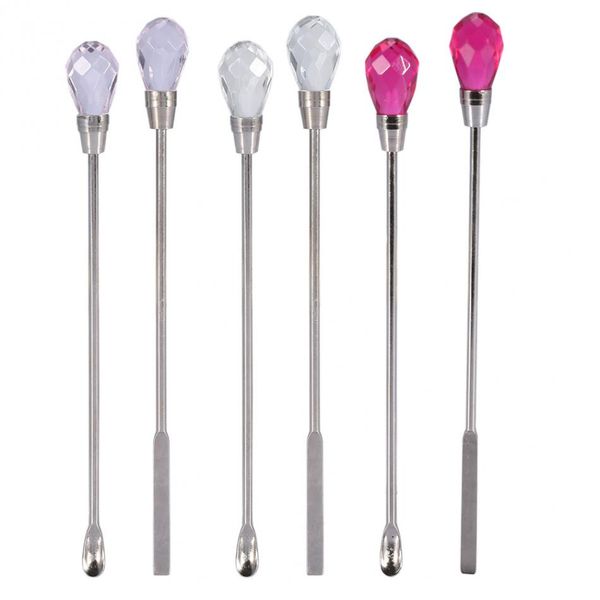 

2pcs nail art stirring rod stainless steel acrylic nail spatula picker powder liquid uv gel mix stick spoon manicure accessory, Silver