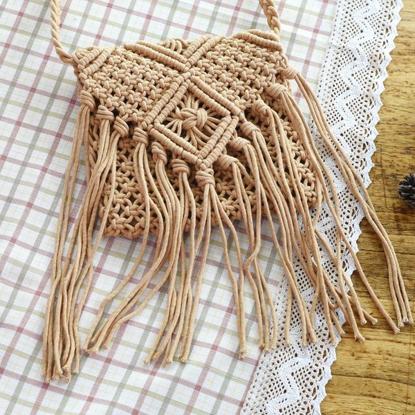 

vintage ethnic summer knitted bags handmade woven tote women travel crossbody bags tassel designer shopping shoulder bag