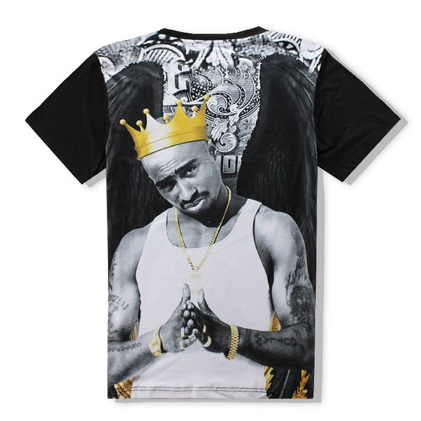 

for shirt 3d t fashion singer hop short sleeve rapstar mens crown printed tee streetwear hip men rjkqu, Black