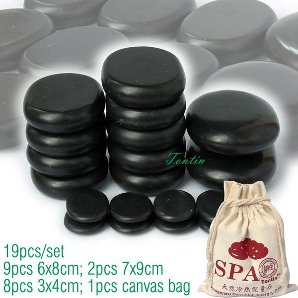 

новый! тонтин 19pcs / set горячий массаж энергии тела камень набор салон спа с мешком ce и rohs 9pcs (6x8) + 2pcs (7x9)+8