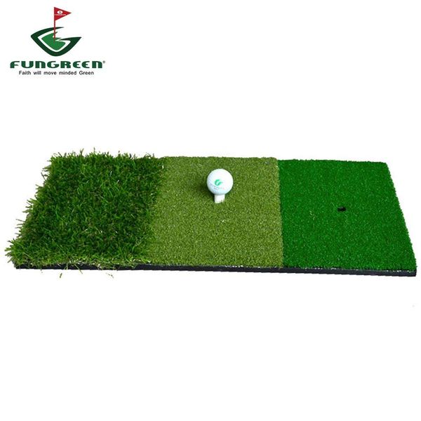 

12''x24''Golf Hitting Mat Indoor Outdoor Backyard Tri-Turf Golf Mat with Tees Hole Practice Golf Protable Training Aids