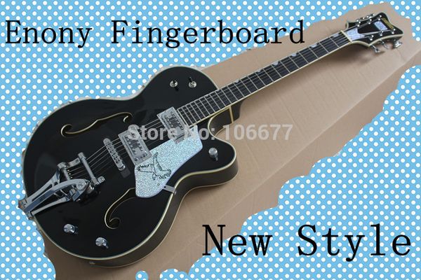 Распродажа!! Корейский тюнеры Falcon 6120 JAZZ Semi Hollow *** Ebony Fretboard *** Черный Электрогитара Бесплатная доставка