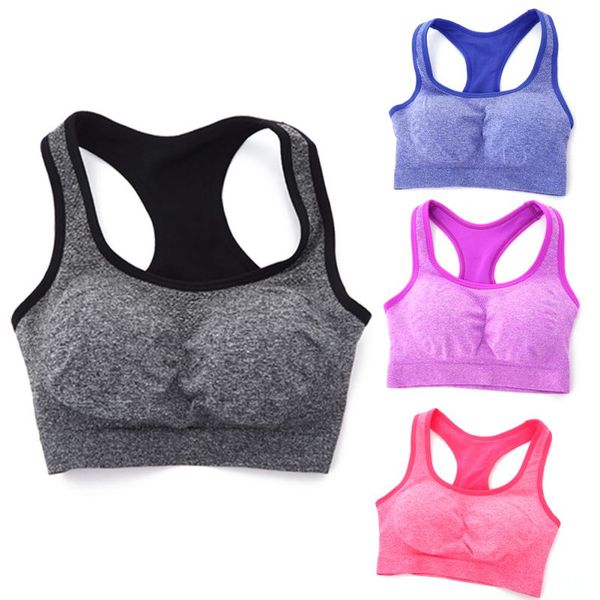 

ladies' spandex seamless racerback padded sports bra yoga shirt vest for running gym fitness breathable quick dry sportswear, White;red
