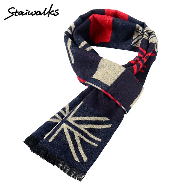 

staiwalks men scarf with milan plaid print jacquard warmth tribe vintage autumn winter business causal for gentlemen comfortable, Blue;gray