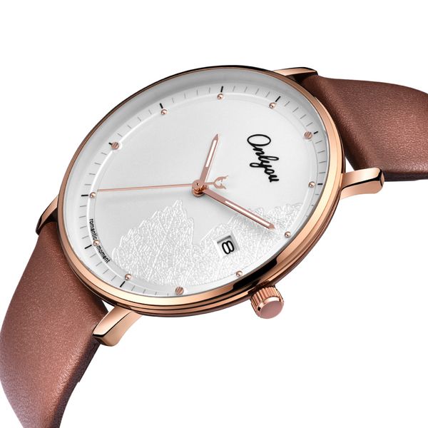 

onlyou lover casual watches creative quartz wristwatch couple valentine's day gift anniversary leather strap men clock women, Slivery;brown