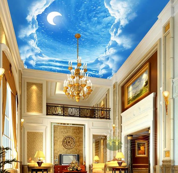 Large Sky Ceiling Mural 3d Ceilings Mural Wallpaper For Walls Living Room 3d Moon Stars Ceiling Murals 3d Wall Paper Sticker Hd Hd Wallpaper Hd Hd