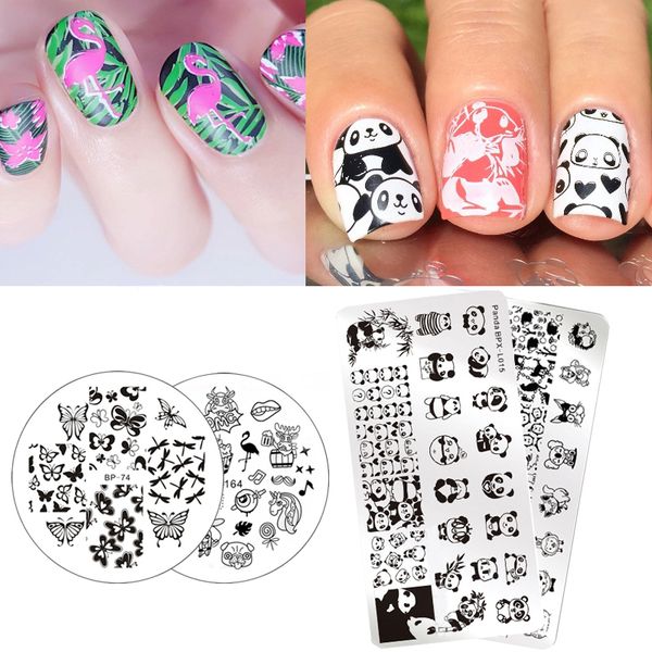 

born pretty cute animals series nail stamping plate owl cat design manicure nail image template, White