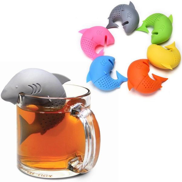 

10 pc cute silicone shark tea infuser leaf strainer herbal spice filter