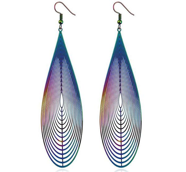 

stainless steel colorful earrings computer pieces hollow metal jewelry drops earrings earrings, Silver